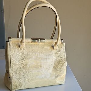 ♠️ Kate Spade Cream Crocodile-Embossed Handbag